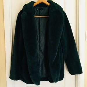 Vintage Teal Faux Fur Coat